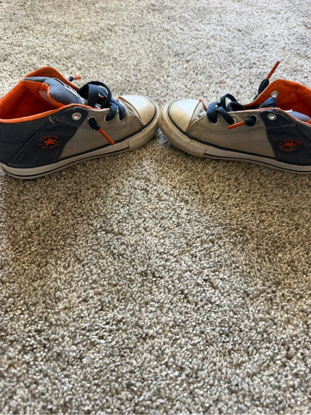 Converse Kids High-Top Sneakers in Gray, Navy & Orange